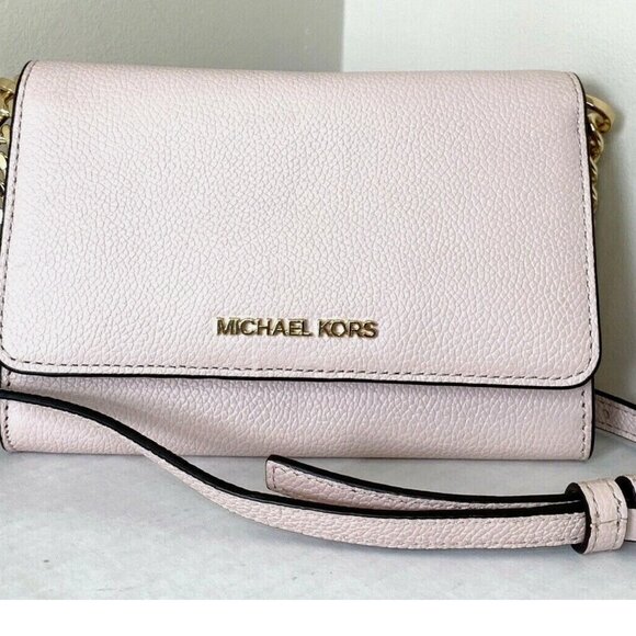 New Michael Kors Jet Set Travel Medium Phone Crossbody Powder Blush / Gift Box - Picture 1 of 7